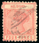 Stamp of Ireland » Forerunners (L1-L45) 1893, Colonial Design "SLIGO" 4d red, roughly perforated