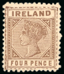 Stamp of Ireland » Forerunners (L1-L45) 1893, Colonial Design "IRELAND" 4d brown, roughly perforated