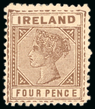 Stamp of Ireland » Forerunners (L1-L45) 1893, Colonial Design "IRELAND" 4d brown, roughly perforated