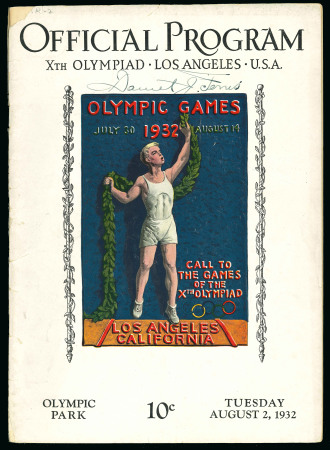 Stamp of Olympics » 1932 Los Angeles 1932 Los Angeles official programme for August 2nd,