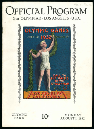 Stamp of Olympics » 1932 Los Angeles 1932 Los Angeles official programme for August 1st,