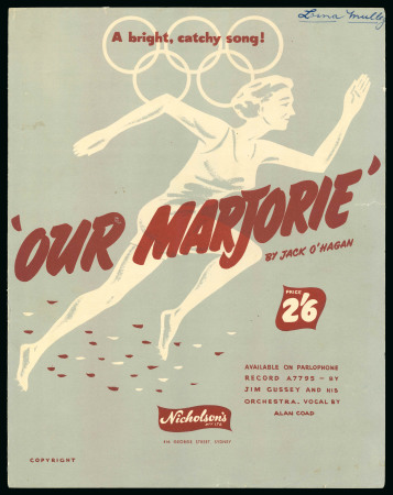 Stamp of Olympics » 1952 Helsinki "Our Marjorie" sheet music by Jack O'Hagan, in honour