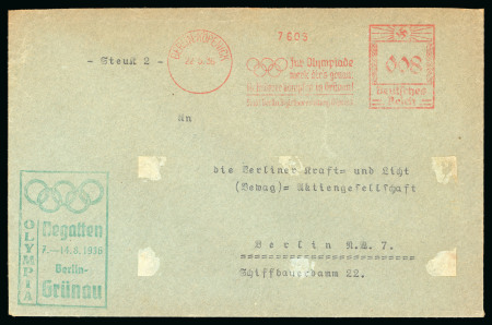 Stamp of Olympics » 1936 Berlin » Special Postmarks 1936 Berlin collection of Olympic slogan meter marks/franks, with 20 covers/cards, etc.