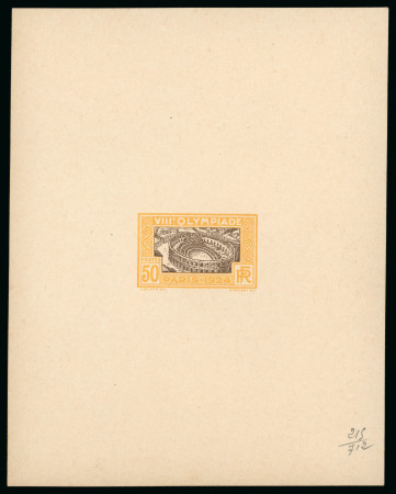 Stamp of Olympics » 1924 Paris » Essays and Proofs 1924 50c Olympics unissued design (depicting the Roman arena in Nemes) colour proof in brown-black and orange-yellow