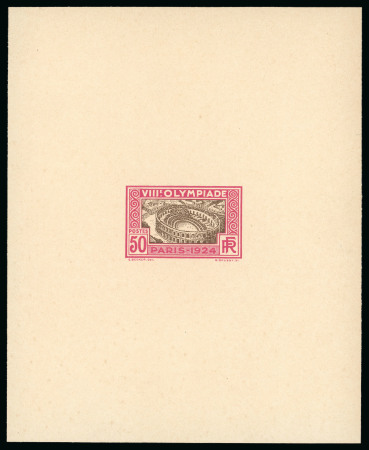 Stamp of Olympics » 1924 Paris » Essays and Proofs 1924 50c Olympics unissued design (depicting the Roman arena in Nemes) colour proof in brown-black and magenta