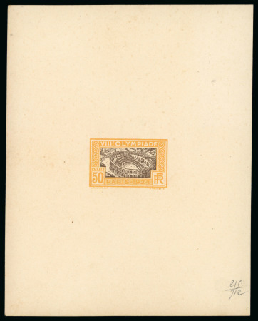 Stamp of Olympics » 1924 Paris » Essays and Proofs 1924 50c Olympics unissued design (depicting the Roman arena in Nemes) colour proof in brown-black and orange-yellow