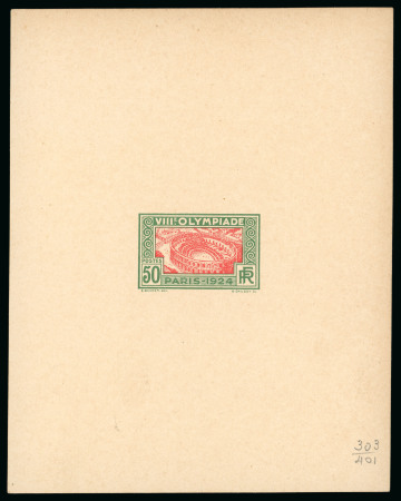Stamp of Olympics » 1924 Paris » Essays and Proofs 1924 50c Olympics unissued design (depicting the Roman arena in Nemes) colour proof in red-orange and green