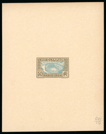 Stamp of Olympics » 1924 Paris » Essays and Proofs 1924 50c Olympics unissued design (depicting the Roman arena in Nemes) colour proof in light blue and olive