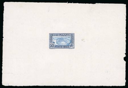 Stamp of Olympics » 1924 Paris » Essays and Proofs 1924 50c Olympics unissued design (depicting the Roman arena in Nemes) colour proof on quadrillé paper in blue and dark blue