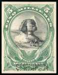Stamp of Egypt » 1867-69 Penasson » Essays 1906 Essays of Bradbury Wilkinson: 5m Sphinx & Pyramid & 10m Bedouins, both imperforate colour trials on carton paper