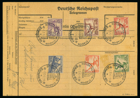 Stamp of Olympics » 1936 Berlin » Special Postmarks 1936 Berlin "Olympia Stadion" telegram form with six