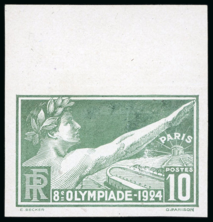 Stamp of Olympics » 1924 Paris » Issued Stamps and Varieties 1924 Olympics stamp group, incl. early state proof, set of imperfs, etc.