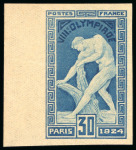 Stamp of Olympics » 1924 Paris » Issued Stamps and Varieties 1924 Olympics stamp group, incl. early state proof, set of imperfs, etc.