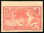 Stamp of Olympics » 1924 Paris » Issued Stamps and Varieties 1924 Olympics stamp group, incl. early state proof, set of imperfs, etc.