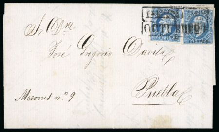 Stamp of Mexico Jalapa district group:  13c lithographed on Perote cover + seven used and unused stamps with sub numbers 