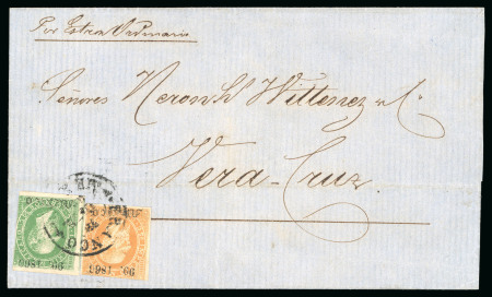 Stamp of Mexico Mexico 50c + 25c lithographed on bicolor cover paying “Extraordinario” express rate    