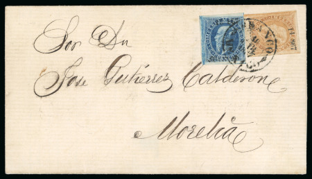 Stamp of Mexico Mexico 13c + 25c engraved on bicolor cover to Morelia