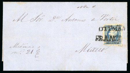 Stamp of Mexico Otumba 13c lithographed consignment #100-1866 in exchange for demonetized Eagles on cover