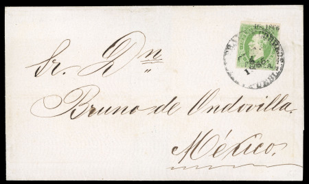 Stamp of Mexico Puebla 50c lithographed on cover 