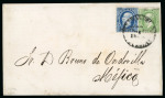 Stamp of Mexico Puebla 50c + 13c lithographed on cover   