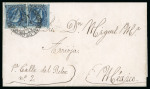 Stamp of Mexico Puebla 13c engraved (2) on cover