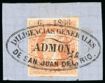 Stamp of Mexico Queretaro 25c lithographed single Diligencias Generales cancel   