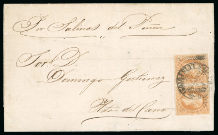 Stamp of Mexico San Luis Potosi 25c lithographed pair 25c on cover 