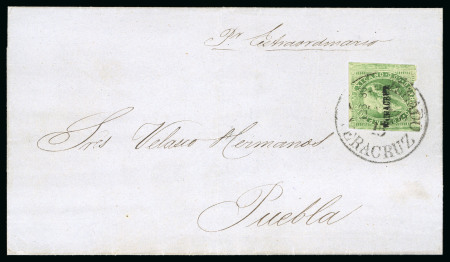 Stamp of Mexico Veracruz 50c engraved on cover via Extraordinario express service   