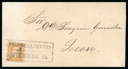 Stamp of Mexico Zacatecas 25c lithographed on Aguascalientes cover   