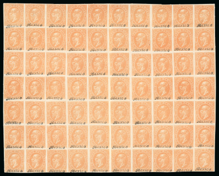 Stamp of Mexico Mexico 25c orange lithographed "Mexico Name Only" sheet