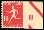 Stamp of Olympics » 1928 Amsterdam » Issued Stamps, Covers and Cancellations 1928 Olympics group incl. two examples of the 10c with variety IMPERF. AT RIGHT between stamp and margin