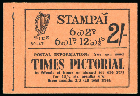 Stamp of Ireland » Booklets 1946-47, 2 shilling, complete unexploded booklet, black
