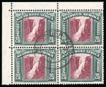 Stamp of South West Africa 1931 20s lake and blue-green in corner marginal block