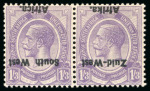 Stamp of South West Africa 1923 1s3d pale violet in mint n.h. pair with overprint