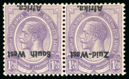 Stamp of South West Africa 1923 1s3d pale violet in mint n.h. pair with overprint