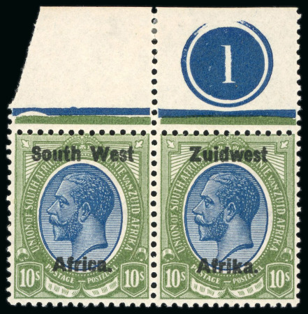 Stamp of South West Africa 1923 Setting III 10s blue and olive-green in mint n.h.