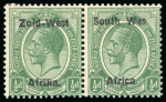 Stamp of South West Africa 1923 range of 1/2d and 1d ovpt varieties on 2 Hagners in pairs and blocks,