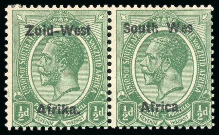 Stamp of South West Africa 1923 range of 1/2d and 1d ovpt varieties on 2 Hagners in pairs and blocks,
