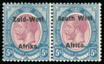 Stamp of South West Africa 1923-30 range of mint pairs on Hagners with a little duplication