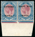 Stamp of South West Africa 1923-30 range of mint pairs on Hagners with a little duplication
