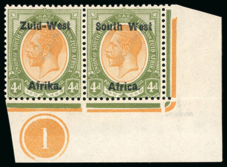 Stamp of South West Africa 1923-30 range of mint multiples with plate numbers