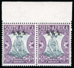 Stamp of South West Africa 1927-35, small range of ovpt varieties on cards