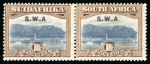 Stamp of South West Africa 1927-35, small range of ovpt varieties on cards