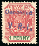 Stamp of South Africa » Transvaal Wolmaransstad: 1900 "Cancelled / V-R-I" 1/2d unused, 1d and Transvaal 1d mint