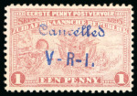 Stamp of South Africa » Transvaal Wolmaransstad: 1900 "Cancelled / V-R-I" 1/2d unused, 1d and Transvaal 1d mint