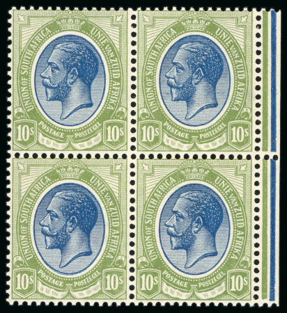 Stamp of South Africa » Union & Republic of South Africa 1913 10s deep blue and olive-green in mint n.h. right marginal block of 4