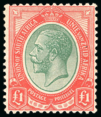Stamp of South Africa » Union & Republic of South Africa 1913 £1 green and red mint o.g. (S.G. £650).