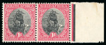 Stamp of South Africa » Union & Republic of South Africa 1926 1d black and carmine in marginal pair mint n.h. with complete offset of black on one stamp