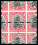 Stamp of South Africa » Union & Republic of South Africa 1930 1d black and carmine in mint block of 4 dramtically misperforated variety