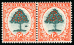 Stamp of South Africa » Union & Republic of South Africa 1933 6d green and vermilion in mint pair, the left hand stamp (which is n.h.) shows the 'Molehill' flaw